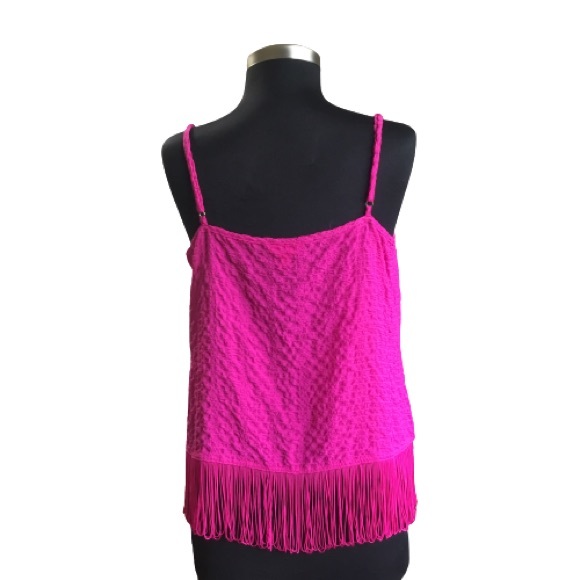 Lilly Pulitzer Naeem Top Adjustable Spaghetti Straps Fringe Berry Sangri Medium - Picture 4 of 7